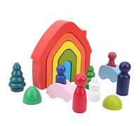 Bloques de Construcción de Madera, Juego de Juguetes Creativos para Niños, Juguetes Arquitectónicos Educativos para Bebés, Ejercicio de Habilidades Manuales e Imaginación Espacial, 5 Bloques