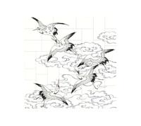 Bloques de construcción de rompecabezas de ladrillo vibrante para diversión creativa, decoración de escritorio, impresión japonesa de grúa