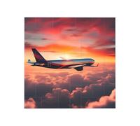 Bloques de construcción de rompecabezas de ladrillo vibrante para diversión creativa, decoración de escritorio, avión, puestas de sol, cielo impreso