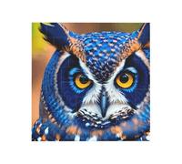 Bloques de construcción de rompecabezas de ladrillo vibrante para diversión creativa, decoración de escritorio, estampado de búho azul