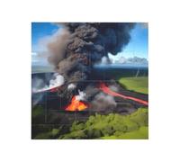 Bloques de construcción de rompecabezas de ladrillo vibrante para diversión creativa, decoración de escritorio, Kilauea Volcán Bloom