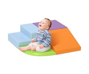 Bloques de construcción HOMCOM 4 XL - módulos de motricidad - Juguetes educativos - Curso de motricidad Infantil Espuma de Poliuretano EPE, Verde, Naranja Claro, Morado Claro, Azul Claro