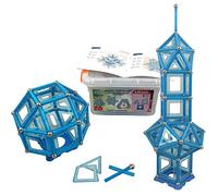 Bloques de construcción magnéticos| 146 piezas: palos XL con imanes fuertes, bolas de acero (pegadas al palo), azulejos y base + Caja de resistente│Juguete creativo para niños de 3 años en adelante