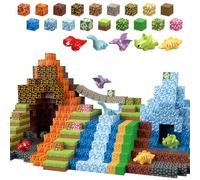 Bloques de construcción magnéticos, 205 unidades, 2,5 cm, dinosaurios, juguetes magnéticos, bloques de construcción magnéticos, construcción en 3D, dinosaurios, mundo, aventura, juego magnético
