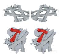 Bloques de construcción tren ferrocarril,Duplo Ferrocarril,Carriles de ferrocarril de la ciudad,Juego de extensión de carril,Toy Carriles de ferrocarril,Pista Cruzada Recta,Curvas Rieles (4)