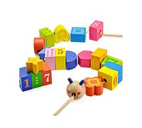 Bloques de cordones BOHS Caterpillar-enhebrado y apilamiento-aprende a contar nmeros y formas para nios pequeos-juguetes de habilidades motora