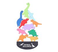 Bloques de Dinosaurios Apilables de Madera Coloridos para Niños, Mejoran la Fuerza de Voluntad y el Control Emocional, Bloques de Equilibrio Animal, Juego de 11 para Niños Mayores de 3 Años