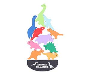 Bloques de Dinosaurios Apilables de Madera Coloridos para Niños, Mejoran la Fuerza de Voluntad y el Control Emocional, Bloques de Equilibrio Animal, Juego de 11 para Niños Mayores de 3 Años