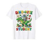 Bloques de Dinosaurios de Montar Robot para Estudiantes Dino-Mite Camiseta gráfica económica, Hombre, Blanco, L