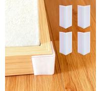 Bloques de esquina autoadhesivos para zócalo, esquinas de goma gruesa, protectores para pared, muebles, bordes (blanco, 4 piezas)