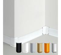 Bloques de esquina para zócalo, paquete de 6 conectores de pared para zócalos de 8 cm, cubiertas decorativas interiores y exteriores en blanco, gris, negro, dorado y plateado