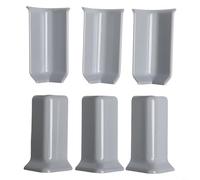 Bloques de esquina para zócalo, paquete de 6 unidades de ABS para base de pared de base de esquina de 8 cm, 3 piezas interiores 3 exteriores blancas (M gris)