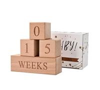 Bloques de hitos para bebé, bloques de números de madera hechos a mano para hitos y cuentas regresivas, días, semanas, meses, años, ideal para fotos de recién nacidos y recuerdos del primer año