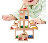 Bloques de juguete sensoriales - Juego de construcción educativa STEM de madera de 15 piezas, desarrollo cognitivo Ordenar Contar Bloques de pila | Actividad de aprendizaje amigable para viajes para