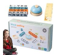 Bloques de letras de madera - Juguetes de ortografía con campanas de aprendizaje | Juego de alfabeto a juego - Kit educativo preescolar para niños que aprenden palabras y desarrollo cognitivo