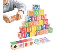 Bloques De Letras De Madera - Juguetes Puzzle De Aprendizaje Del Alfabeto | Juego de Bloques de Construcción para Reconocimiento de Letras | Para Niños Pequeños Preescolar Casa Guardería Aula Escuela