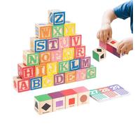 Bloques de madera del alfabeto educativo - 20 x 15,5 x 4 cm 450 g Number Shape Color Animal - Preschool Early Learning English Cognition Game - Mesa Rgarten Preschool Classroom Home Nursery Travel