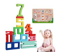 Bloques de matemáticas, bloques de construcción digital - 1-10 Números Bloque de apilamiento de madera | Actividades STEM para niñas de niños de 3 años, aprendiendo juguete para el jardín de infantes