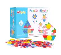 Bloques de Motivos para Aula | Puzzle Tangram Geométrico Juguete Educativo - Juego de Construcción Educativa 3 Años Plus, Estimula la Motricidad Fina