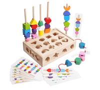Bloques de reconocimiento de colores de s,Rompecabezas de tableros geométricos,Juguete de secuenciación con de cuentas de madera para niños - Juguete educativo con bordes lisos para Navidad, cumpleaño