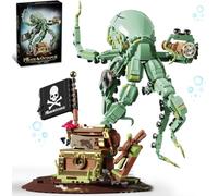 Bloques de sujeción pirata pulpo para adultos, diseño steampunk con cofre del tesoro, kit de construcción móvil, compatible con Lego, hombres y mujeres 14 + (1128 piezas)