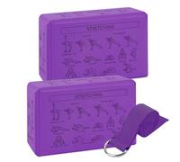 Bloques de yoga de espuma EVA de alta densidad con bordes antideslizantes y correa elástica | Yoga Prop para equilibrar, flexibilidad, pilates, danza y estiramiento, bloque de soporte ligero (300 g)