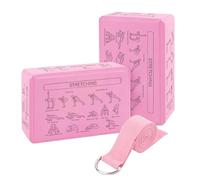 Bloques de yoga de espuma EVA de alta densidad con bordes antideslizantes y correa elástica | Yoga Prop para equilibrar, flexibilidad, pilates, danza y estiramiento, bloque de soporte ligero (300 g)
