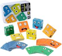 Bloques educativos Montessori para cambiar la cara, juguetes de madera para cambiar la cara, juguetes mágicos de cubo, juego de patrones a juego, juguete educativo para niños
