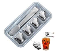 Bloques fríos de acero inoxidable, piedras de whisky de metal - Beber reutilizable del bloque de hielo de metal - tecnológicos de alto enfriamiento en forma de corazón para cerveza helada rapid