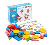 Bloques Geométricos de Madera,Puzzle Geométrico Tangram Divertido - Bloques Puzzle Educativos para Niños de 3+ Desarrollar Habilidades Motoras Finas, Juguete para Aula Preescolar
