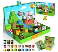 Bloques Magneticos de Viaje 60 Piezas con Caja de Metal Portátil, Construcciones Magneticas Niños Adecuado para Jugar Tranquilamente en Aviones y Coche, Juguete STEM Regalo Montessori para Niños de 4+