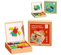 Bloques Magnéticos Geométricos Madera (180/220 Piezas) - Juguete Educativo Seguro Niños: Manual 240 Preguntas, Aprender Formas Matemáticas, Madera Sin Bordes Afilados, Regalo Niños 3+ (180pcs Blocks)