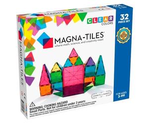 Bloques magnéticos Valtech Magna-Tiles Clear Colors, 32 Unidades
