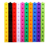 Bloques numéricos, cubos matemáticos, 100 piezas de bloques numéricos, cubos de plástico para contar juguetes educativos, juguetes de 10 colores con 18 hojas de tarjetas de preguntas para niños a par