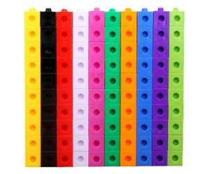 Bloques numéricos, cubos matemáticos, 100 piezas de bloques numéricos, cubos de plástico para contar juguetes educativos, juguetes de 10 colores con 18 hojas de tarjetas de preguntas para niños a par