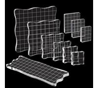 Bloques para Sellos Transparentes,10 Herramientas para Sello, Bloques de Acrílico para Sellos con Líneas de Rejilla, Adecuados para Trabajos de Scrapbooking, Cuadernos,Tarjetas de Navidad