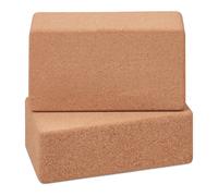 Relaxdays Bloque Yoga, Set de 2, Tacos Pilates de Corcho, Ejercicios Gimnasia, 12 x 22,5 x 7 cm, Antideslizante, Natural