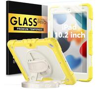 BLOSOMEET Funda para iPad 10.2 de 9ª/8ª generación 2021 2020 con Protector de Pantalla de Vidrio Templado, Soporte para bolígrafo, Bonita Funda Resistente para iPad de 7ª generación con Soporte y