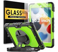 BLOSOMEET Funda para iPad de 9ª/8ª/7ª generación 2021/2020/2019 de 10.2 pulgadas con protector de pantalla de vidrio templado y soporte para lápices, funda protectora para iPad 10.2 para niños con