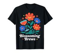 Blossoming Brews - Copa de Vino con diseño Floral Camiseta