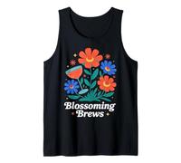 Blossoming Brews - Copa de Vino con diseño Floral Camiseta sin Mangas