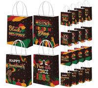 Blosssound 60 bolsas de papel Happy Juneteenth a granel con asa, bolsas de regalo de historia negra, bolsas de caramelos afroamericanos de 1865, recuerdos del Día de la Independencia del 19 de junio