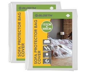 BLOSTM 2 Fundas para Sofá - 2 Bolsas de Almacenamiento para Sofá, Fundas Antipolvo Extra Gruesas para Muebles, Fundas de Plástico Transparente Impermeables Duraderas 600 g - 300 cm x 137 cm