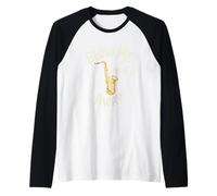 Blow Me Away Saxofón Jazz Música Juego de Palabras Divertido Camiseta Manga Raglan