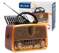 BLOW RA10 - Radio solar retro AM/FM con Bluetooth | Powerbank AUX USB Micro SD TWS | Radio portátil alimentada por energía solar para exteriores, camping, viajes, emergencias móvil
