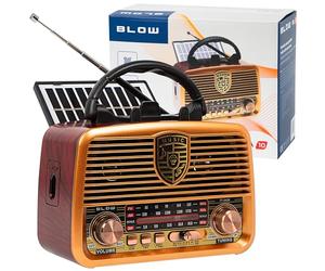 BLOW RA10 - Radio solar retro AM/FM con Bluetooth | Powerbank AUX USB Micro SD TWS | Radio portátil alimentada por energía solar para exteriores, camping, viajes, emergencias móvil