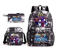 Bloxs Fruits Mochila infantil de 3 piezas de 17 pulgadas + cartera + estuche para bolígrafos, portátil de 16 pulgadas, adecuada para la escuela diaria y uso al aire libre, A1, L