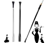 BLPRKOT 2 Piezas Boquilla Cigarrillo Extensible para Mujer, Porta Cigarrillos de Metal Largo (17-35 cm) Estilo, Accesorios para Disfraz de los Años 20, Carnaval y Cosplay, Negro y Plata