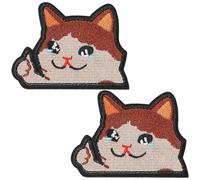 BLPRKOT 2 Piezas Funny Weeping Cat Patch, Embroidered Cat Patches, Cute Cat Patches, Sticker Accessories with Hook Closure for Tactical Backpacks, Dog Harnesses, Vests of the