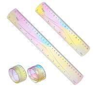 BLPRKOT 2 Piezas Regla de plástico de colores de 30 cm 20cm Irrompible Regla blanda Regla plana plegable Regla métrica Recta para la escuela Aula Niños y adultos